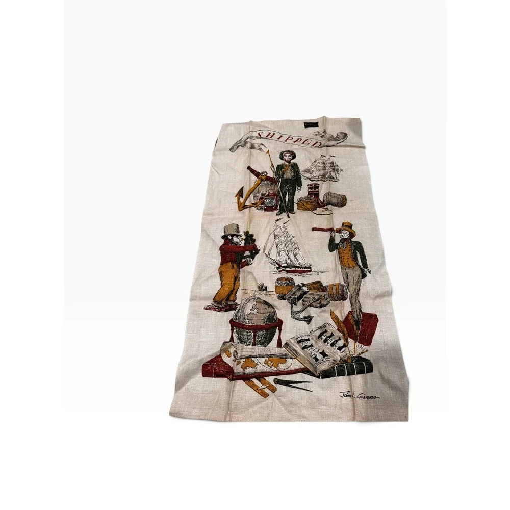 Vintage Kay Dee Hand Prints Linen Tea Towel Nautical John L Gieroch Shipped